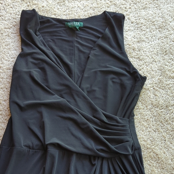 Lauren Ralph Lauren Black Ruched Midi Sleeveless Dress - Picture 3 of 4